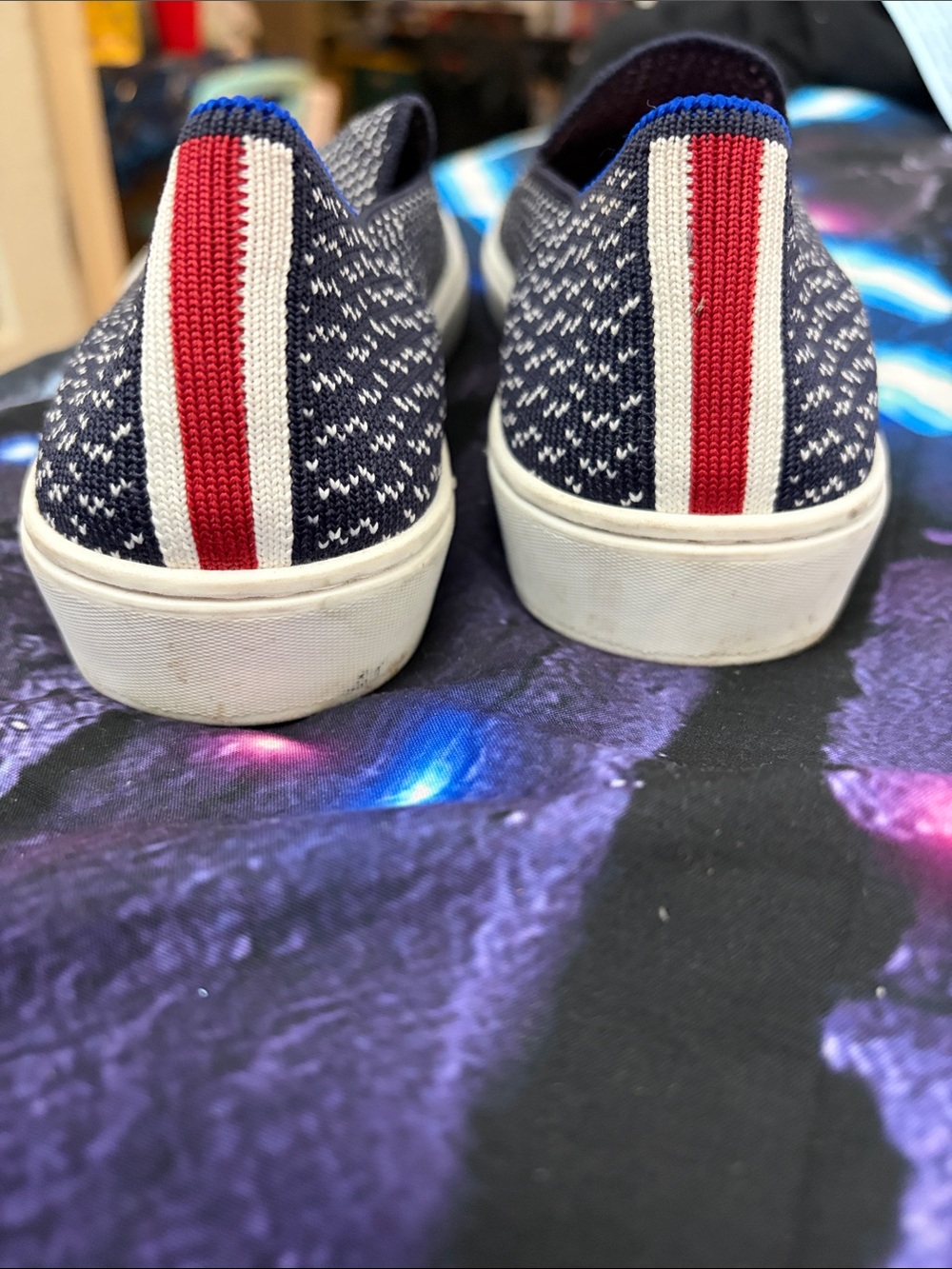 Rothy’s Textured Navy & White Slip-On Sneakers size 5 - Picture 4 of 6